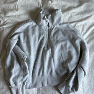 Abercrombie & Fitch Light Gray Zip-Up Sweatshirt Large